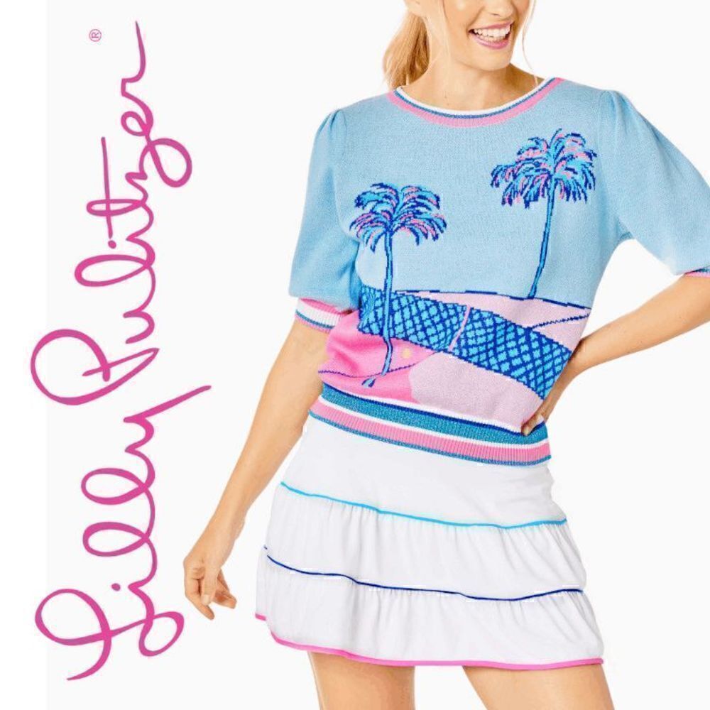 🌴🎾NWT LILLY PULITZER Short Sleeve Tennis Vivie Sweater SIZE M, L, XL MSRP $148